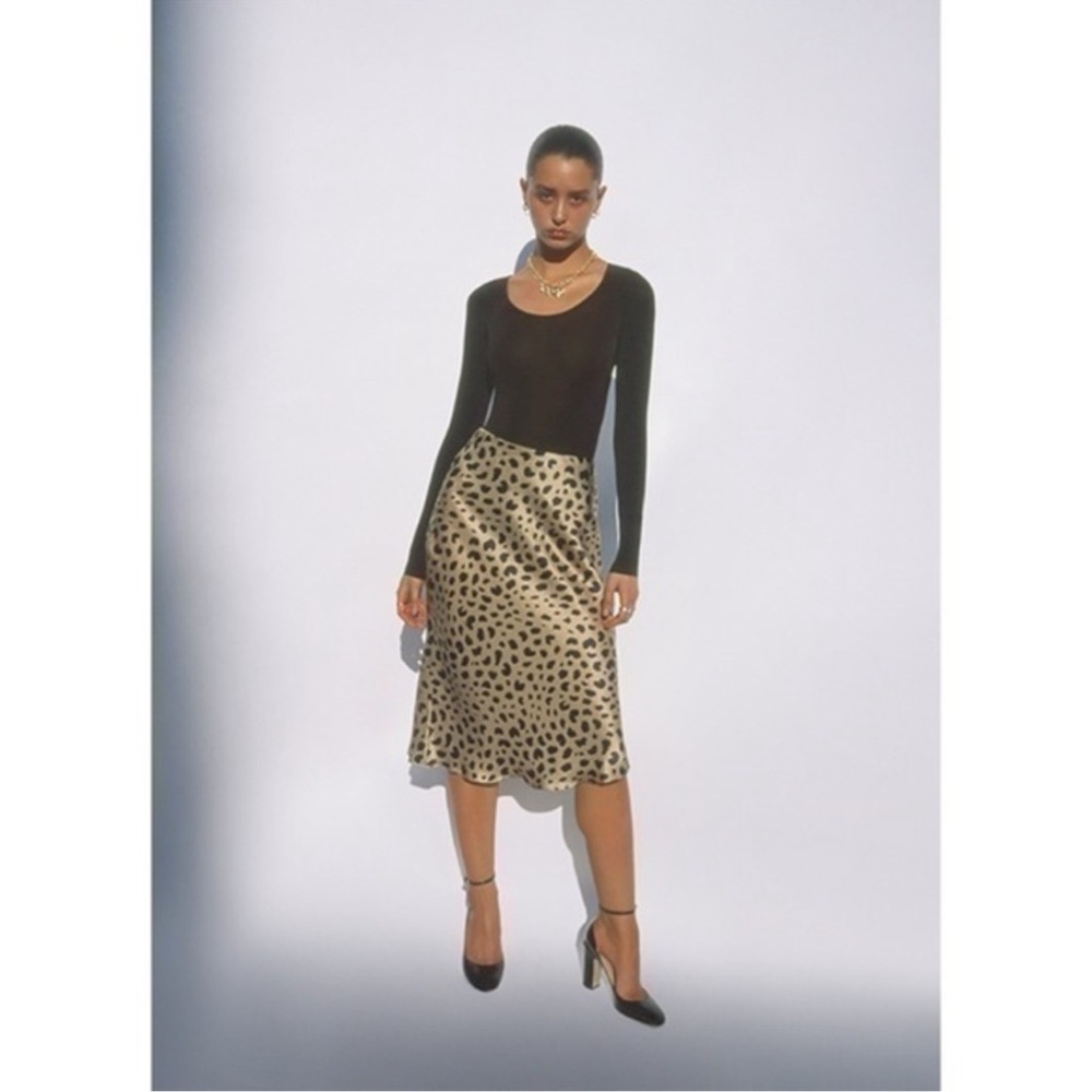 Realisation Par • Naomi Silk Bias Cut Midi Skirt Wild Things Animal Print M